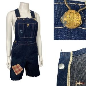 1950s RARE Blue Bell Selvage Dark Denim Bib Overalls Workwear / Women’s XS *